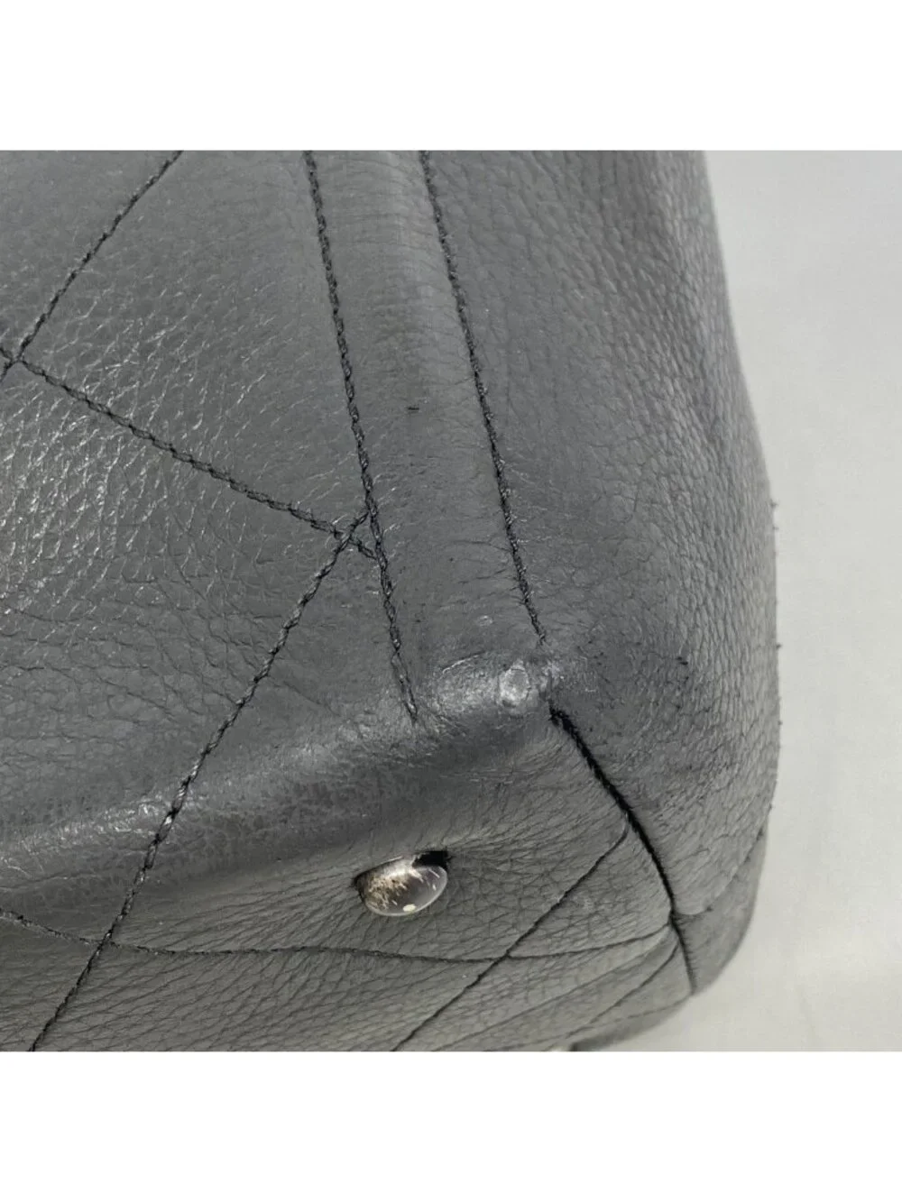Chanel Tote Quilted Lambskin Black Silver 2-Way